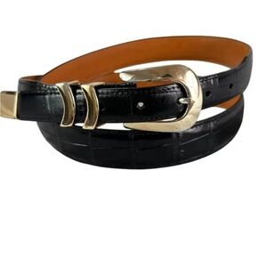 Brighton Black Leather Belt with Silver Buckle